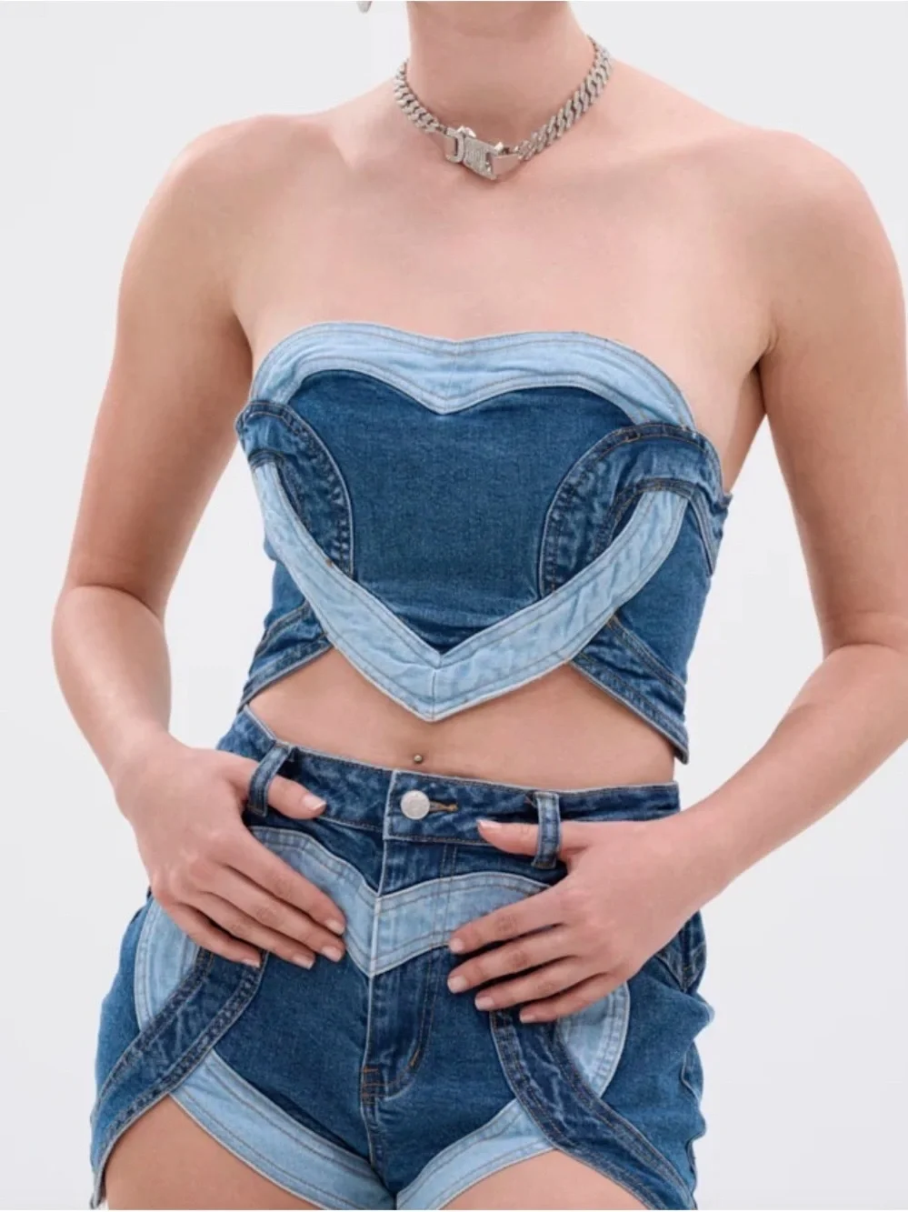 So much love denim short set.